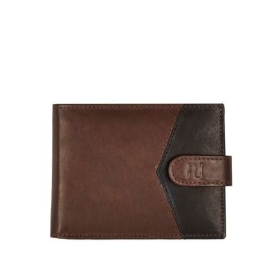 Brown leather chevron block wallet